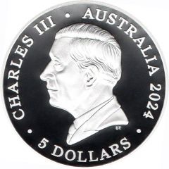 5 Dollars - Charles III 1st Portrait - Hourglass Dolphin - High Relief