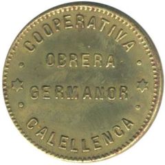 25 Centimos - Cooperativa Obrera Germanor Calellenca