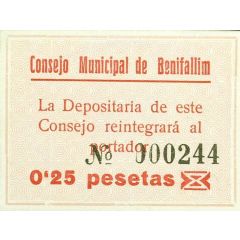 0.25 Pesetas Benifallim