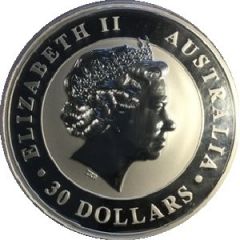 30 Dollars - Elizabeth II 4th Portrait - Kookaburra - Silver Bullion Coin