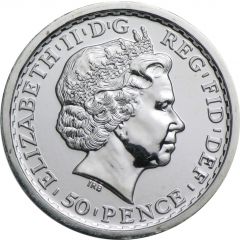 50 Pence - Elizabeth II 5th portrait, 1/4 oz Fine Silver, modified reverse