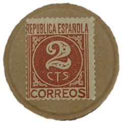2 Centimos numeral , dark brown