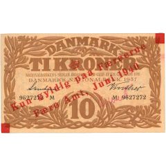 10 Kroner Heilmann type III, overprint, handwritten signature