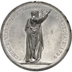 Medal - Victoria Church Missionary Society, B. Wyon, white metal