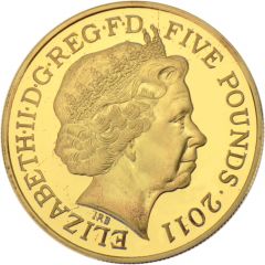 5 Pounds - Elizabeth II Royal Wedding, Gold-Plated Silver Proof