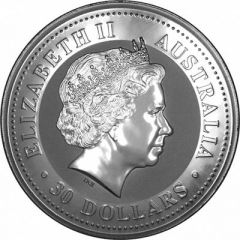 30 Dollars - Elizabeth II 4th Portrait - Australian Kookaburra - Silver Bullion Coin