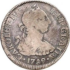 2 Reales - Carlos IV bust of Carlos III, CAROLUS IV