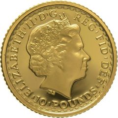 10 Pounds - Elizabeth II 4th portrait, 1/10 oz Fine Gold
