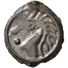 Potin with Indian head on the left and horse