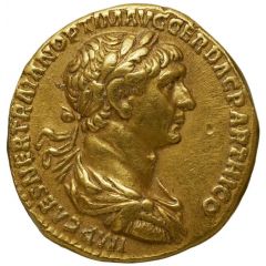 Aureus - Trajan P M TR P COS VI P P S P Q R VOTA SVSCEPTA, Genius