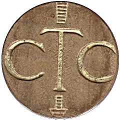 Telephone Token - CTC arrow down, OS, brass small type