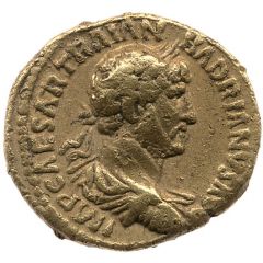 Quinarius Aureus - Hadrian P M TR P COS III, Victory