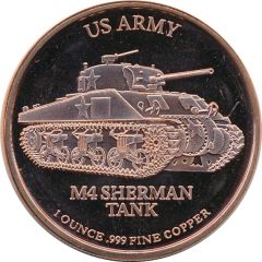1 oz Copper US Army - M4 Sherman Tank