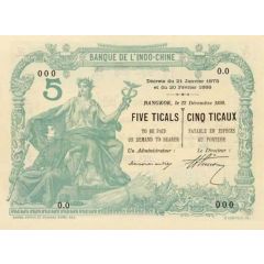 5 Baht / 5 Ticals Banque de l`Indo-Chine
