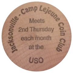 Wooden Nickel - Jacksonville Camp Lejeune Coin Club