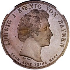 1 Conventionsthaler - Louis I Customs Union, Copper pattern strike