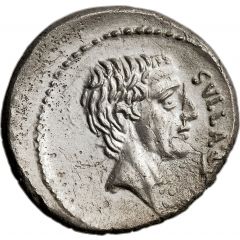 Denarius Pompeia: Quintus Pompeius Rufus, SVLLA•COS / Q•POM•RVFI RVFVS•COS