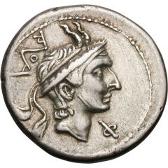 Denarius Marcia: Lucius Marcius Philippus, Φ ROMA / L•PHILIPPVS