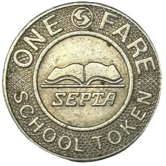 1 Fare School Token - SEPTA Philadelphia, Pennsylvania