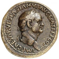 Sestertius - Vespasian, Titus, and Domitian CAESAR AVG F DES IMP AVG F COS DES II S C
