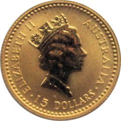 15 Dollars - Elizabeth II 3rd Portrait - Australian Kangaroo - Gold Bullion Coin