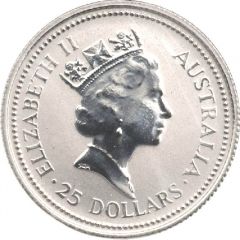 25 Dollars - Elizabeth II 3rd Portrait - Koala - Platinum