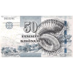 50 Krónur Type 2, thick security thread, enhanced security features