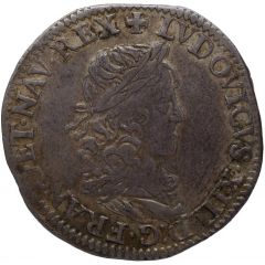 1/2 Franc - Louis XIII, buste drapé et cuirassé, type vieilli