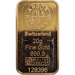 20 Gram Gold Kinebar Argor-Heraeus