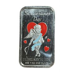 1 Oz Silver - Ceeco Mint St. Valentines Day 1974 - Enamel