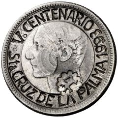 2 Pesetas Sta Cruz de La Palma 5th Centenary