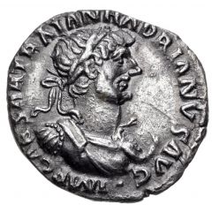 Denarius - Hadrian P M TR POTES COS III, Aequitas and Moneta