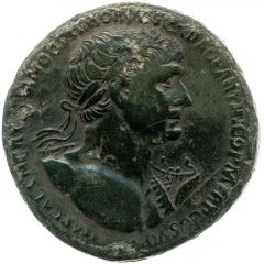 Sestertius - Trajan and Parthamaspates REX PARTHIS DATVS S C, Parthia