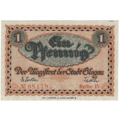 1 Pfennig orange waves underprint
