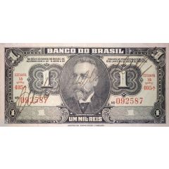 1 Cruzeiro reused from 1 Mil Réis P# 110B