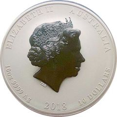 10 Dollars - Elizabeth II 4th Portrait - Year of the Dog - Silver Bullion Coin