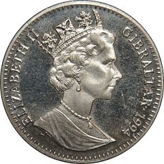 1 Crown - Elizabeth II First Man on the Moon - Saturn Rocket