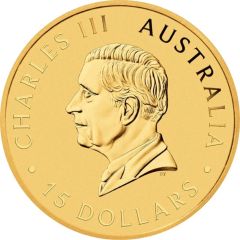15 Dollars - Charles III 1st Portrait - Australian Kookaburra - Gold Bullion Coin