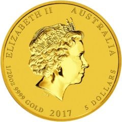 5 Dollars - Elizabeth II 4th Portrait - Year of the Rooster - Gold Bullion Coin