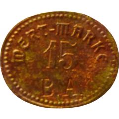 15 Pfennig Wert-Marke, Countermarked `B.A.`