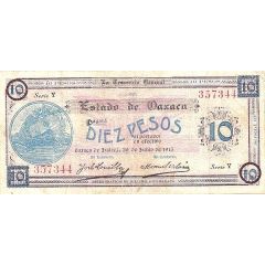 10 Pesos La Tesoreria General del Estado de Oaxaca