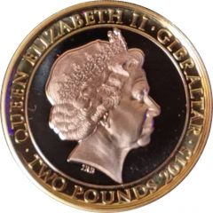 2 Pounds - Elizabeth II Churchill - Let Us Go Forward, Gold plated