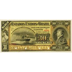 30 Mil Réis Banco dos Estados Unidos do Brazil, 1st. Print