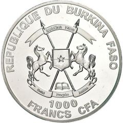 1000 Francs CFA American Silver Eagle - Gold Gilded, colorized