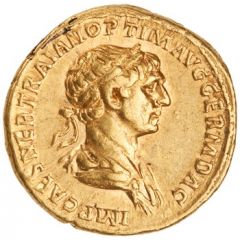 Aureus - Trajan PARTHICO P M TR P COS VI P P S P Q R, Sol
