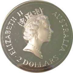 2 Dollars - Elizabeth II 3rd Portrait - Australian Kookaburra
