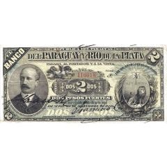2 Pesos Fuertes Banco del Paraguay y Rio de la Plata