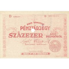 100 000 Adópengő Tax note