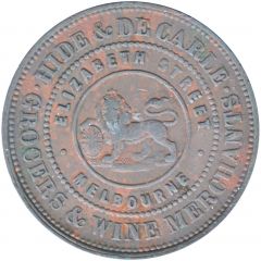 1/2 Penny - Hide and De Carle 1857 Melbourne, Victoria