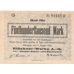 500 000 Mark Klöckner-Werke